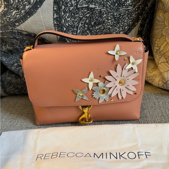 Rebecca Minkoff Blythe Medium Floral Flap Crossbody - Dusty Peach - Picture 5 of 10